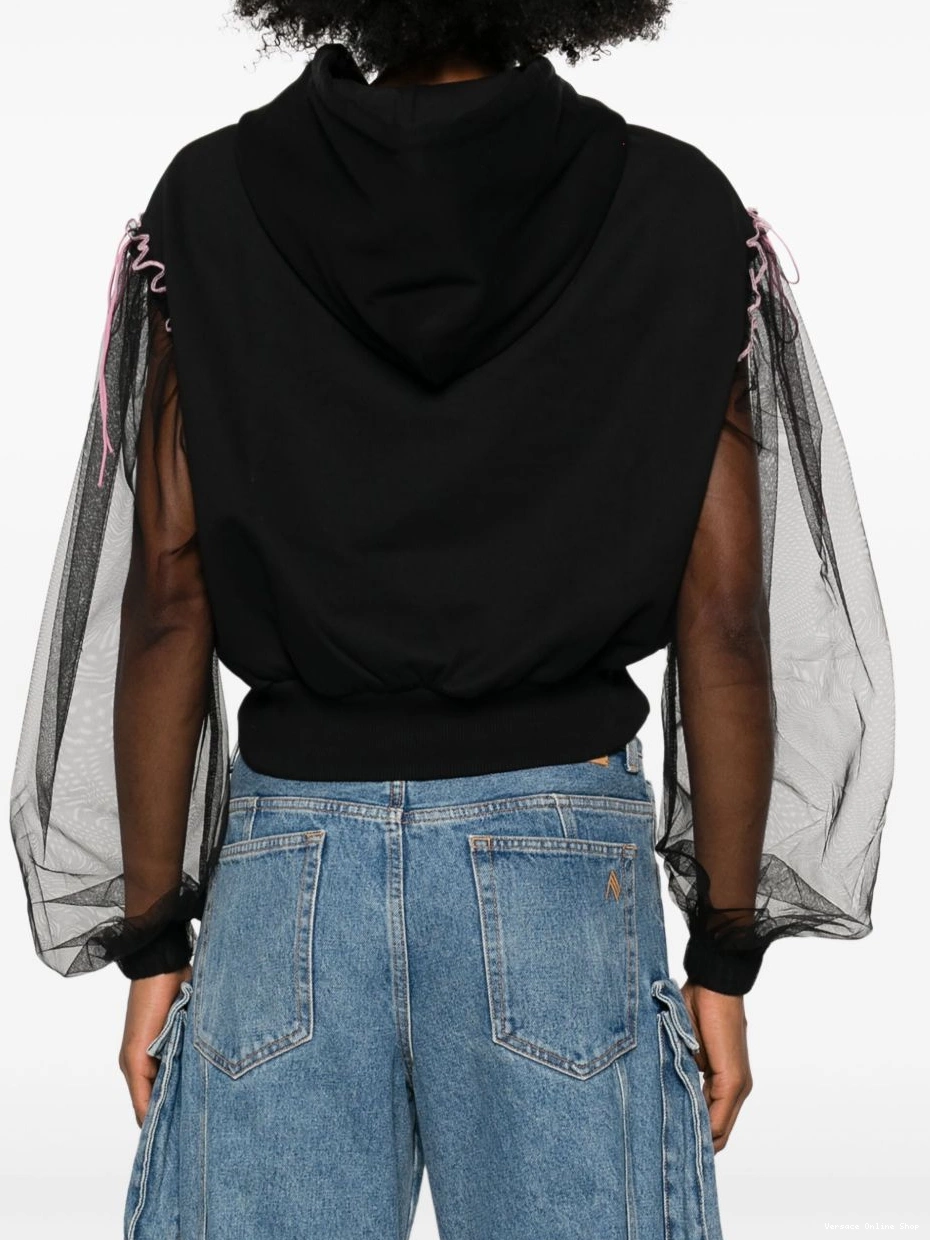 Affordable Embellished Couture Versace Gothic Logo hoodie Jeans Women 0809